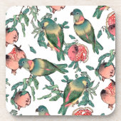 ザクロの果実とラブバードのパターン コースター (正面)