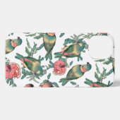 ザクロの果実とラブバードのパターン iPhoneケース (裏面横)