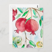 ザクロの果実水は赤と緑に色づく ポストカード (正面/裏面)