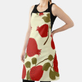 ザクロの果実：漫画の黄色の背景 エプロン (インサイチュ)