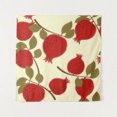 ザクロの果実：漫画の黄色の背景 タペストリー (正面(横))