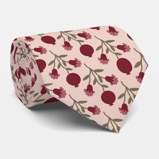 ザクロの枝と開花と果実 ネクタイ (ロール)