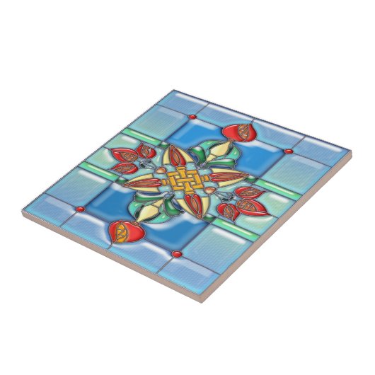 ザクロの正方形のステンドグラス タイル (側面)
