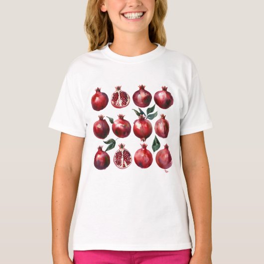 ザクロの水彩画 Tシャツ (正面)