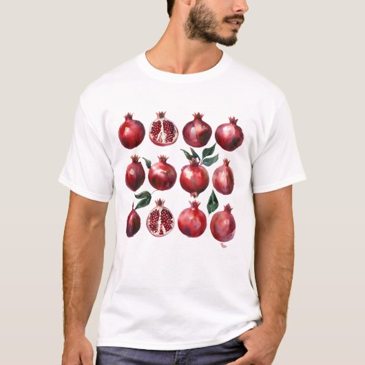 ザクロの水彩画 Tシャツ (正面)