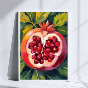 ザクロの種 フルーツの絵画 ポスター