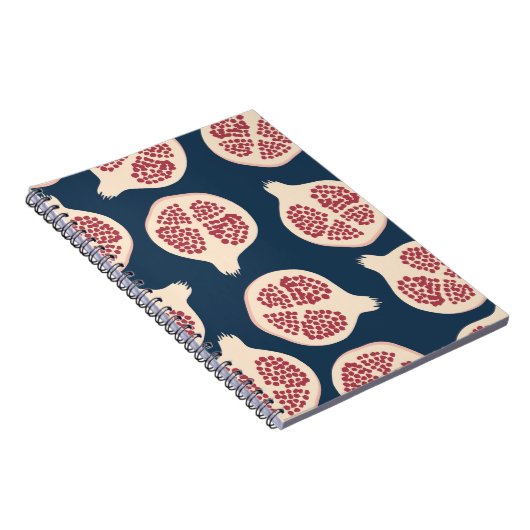 ザクロの継ぎ目のない模様、背景にポメを付ける ノートブック (右側)