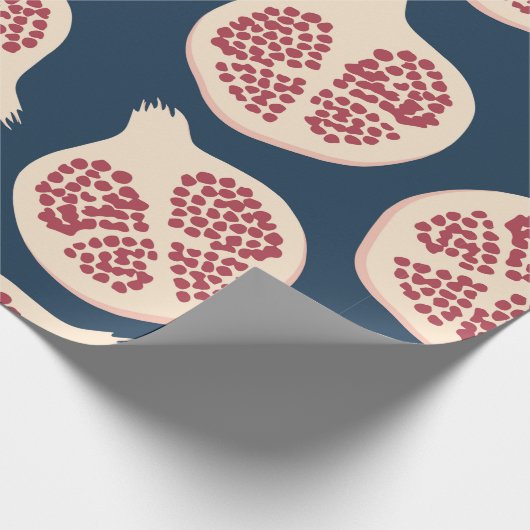 ザクロの継ぎ目のない模様、背景にポメを付ける ラッピングペーパー (角)