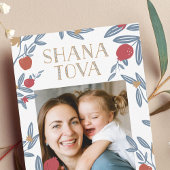 ザクロの花模様のRosh Hashanahの写真カード シーズンカード