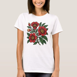ザクロの花 ビンテージスタイルのグラフィックデザイン Tシャツ