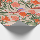 ザクロの開花と昆虫と共生のパターン ラッピングペーパー (角)