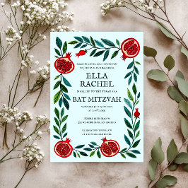 ザクロカスタムネートこうもりバー（ユダヤ教の）バル・ミツバー水彩 招待状