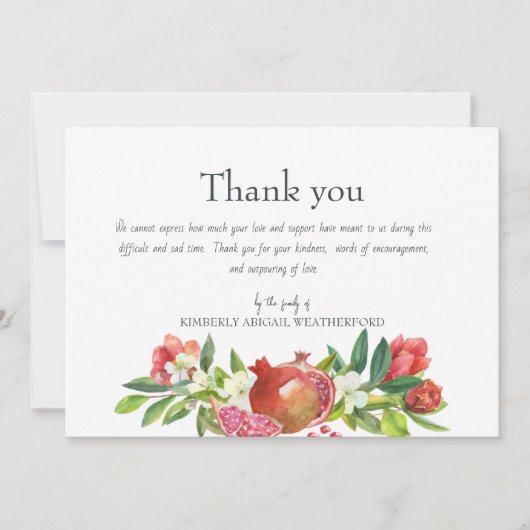 ザクロカラフルンの葬儀サンキューカード サンキューカード (正面)