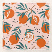 ザクロカラフルン酸パターン ガラスコースター (正面)