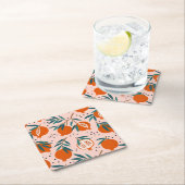 ザクロカラフルン酸パターン スクエアペーパーコースター (インサイチュ)