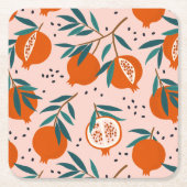 ザクロカラフルン酸パターン スクエアペーパーコースター (正面)