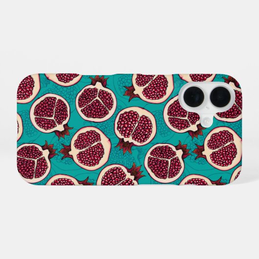 ザクロターコイズ iPhone 16ケース (裏面横)