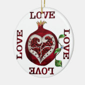 ザクロハートラブバレンタイン セラミックオーナメント (左)