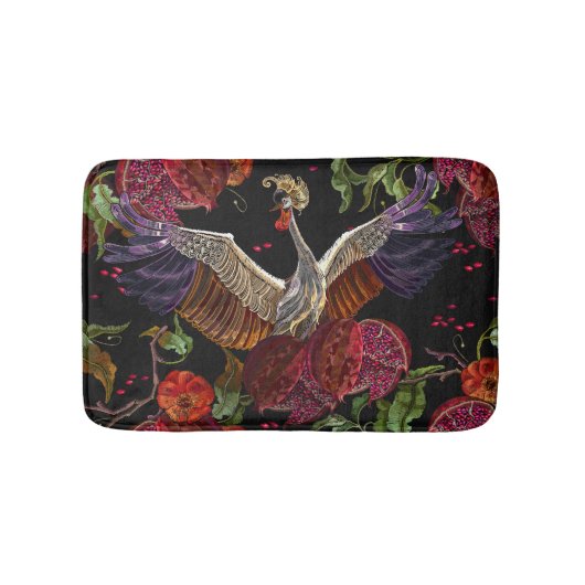 ザクロバラ:刺繍芸術 バスマット (正面)