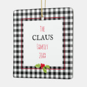 ザクロースファミリープレイドホリークリスマスサンタ セラミックオーナメント (左)