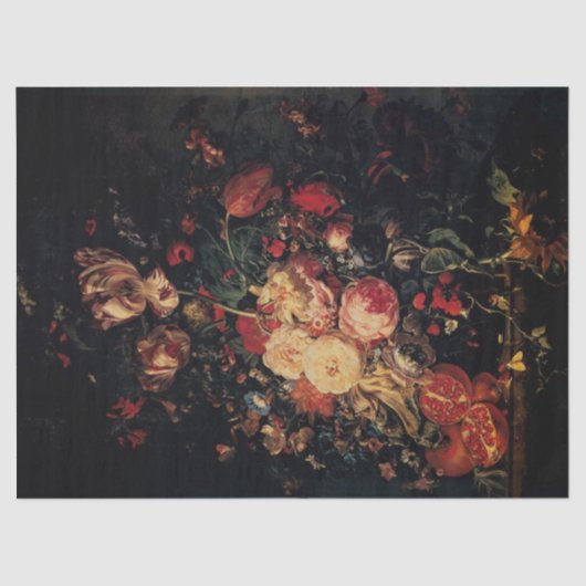 ザクロ入りのガラスの花瓶に入った花、ルイッシュ 薄葉紙 (正面)