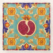 ザクロ愛 ガラスコースター (正面)