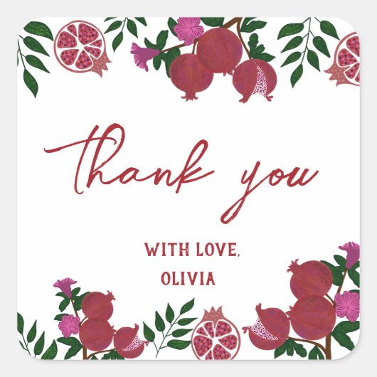 ザクロ新鮮なフルーツ誕生日ギフト スクエアシール (正面)