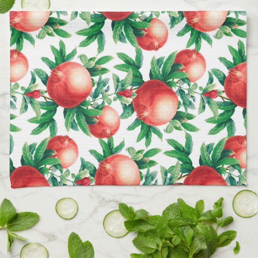 ザクロ果実パターン キッチンタオル (折り畳み)