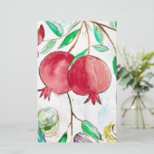 ザクロ果実赤トロピカル自然水彩 便箋 (スタンド正面)