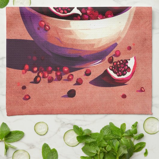 ザクロ果実鉢 キッチンタオル (折り畳み)