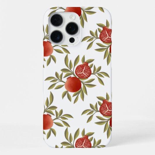 ザクロ柄のボタニカルiPhone 16 Pro Max iPhoneケース (裏面)