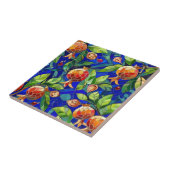 ザクロ模様ダークブルーと赤フルーツモザイク タイル (側面)