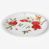 ザクロ水彩テーマ明るい色 ペーパープレート (アングル)