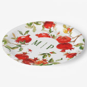 ザクロ水彩テーマ明るい色 ペーパープレート (アングル)