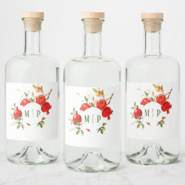 ザクロ水彩テーマ明るい色 リキュールボトルラベル