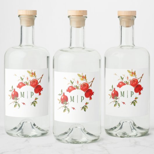 ザクロ水彩テーマ明るい色 リキュールボトルラベル (ボトル)