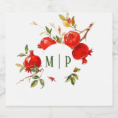 ザクロ水彩テーマ明るい色 リキュールボトルラベル (シングルラベル)