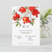 ザクロ水彩テーマ明るい色 招待状 (スタンド正面)