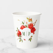 ザクロ水彩テーマ明るい色 紙コップ (裏面)