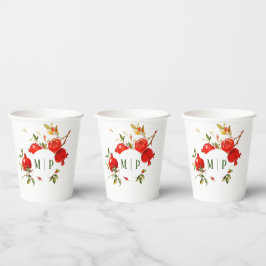 ザクロ水彩テーマ明るい色 紙コップ