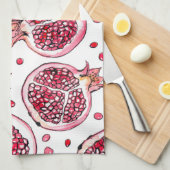 ザクロ水彩及びインクパターン キッチンタオル (四つ折り)
