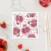 ザクロ水彩及びインクパターン スタンダードカクテルナプキン (インサイチュ)