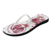 ザクロ水彩及びインクパターン ビーチサンダル (アングル)