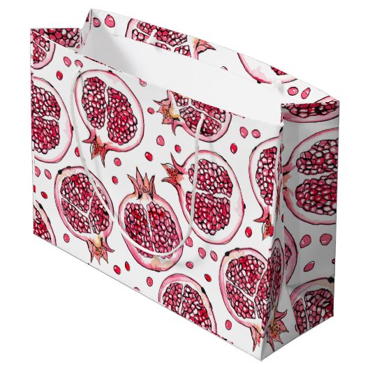 ザクロ水彩及びインクパターン ラージペーパーバッグ (裏面アングル)