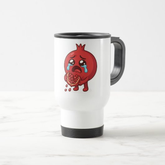 ザクロ泣き叫び漫画ステッカー – かわいいフルーツ トラベルマグ (正面右)