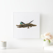 ザクロ王室のックジュエルアリゲーター スクエア壁時計 (ホーム)