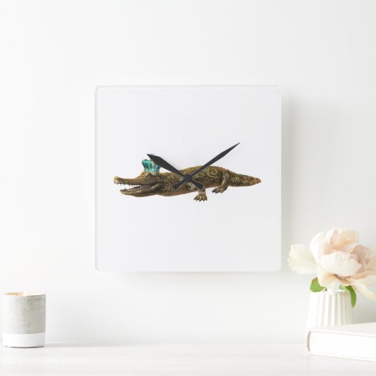 ザクロ王室のックジュエルアリゲーター スクエア壁時計 (ホーム)