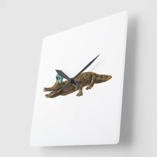 ザクロ王室のックジュエルアリゲーター スクエア壁時計 (傾斜)