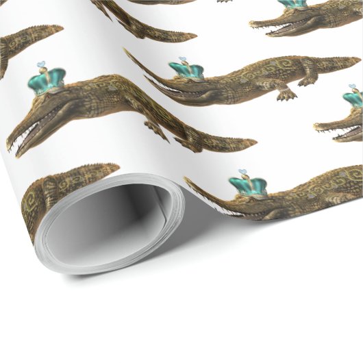 ザクロ王室のック – アリゲータ(ジュエリーとクラウン付き) ラッピングペーパー (ロールコーナー)