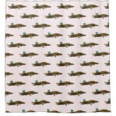 ザクロ王室のック |シックな宝石アリゲーターピンク淡い色の色 シャワーカーテン (正面)